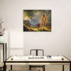 Nikcorp Kršćanska slika na platnu u okviru dekorativna slika Isus drži moju ruku 40x60 cm premium platno čvrsti drveni okvir nevidljiva metalna kuka glatka površina otporno na UV i vlagu