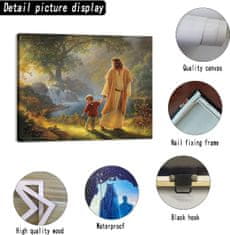Nikcorp Kršćanska slika na platnu u okviru dekorativna slika Isus drži moju ruku 40x60 cm premium platno čvrsti drveni okvir nevidljiva metalna kuka glatka površina otporno na UV i vlagu