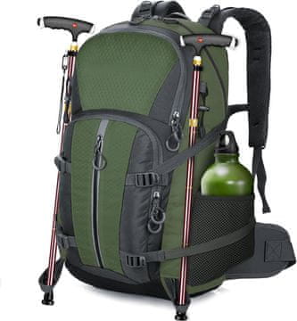 Nikcorp Turistički planinarski ruksak 42 L vodootporan najlon s pojasom za kukove, trekking hiking camping, maslinasto zeleni 57x34x22 cm