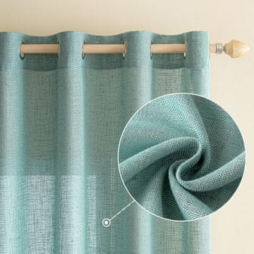 Nikcorp Zavjese EMEMA laneni izgled poluprozirne s ušicama, 2 kom, tirkizne, 140 x 215 cm (š x v), 30% lan 70% poliester, lagana zaštita od sunca i privatnosti