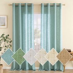 Nikcorp Zavjese od prozirnog voilea Proizvod visoke kvalitete, set 2 kom 140x300 cm, tirkizne poluprozirne s očicama, 30% lan 70% poliester, otporne na zgužvanje, za dnevni boravak spavaću sobu dječju sobu