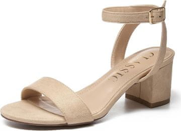 Nikcorp Ženske sandale Elegantne, stabilan stup 5,8 cm, podesivi remen oko gležnja, protuklizni gumeni potplat, klasičan ljetni model bež 36