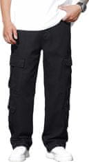 Nikcorp Muške baggy cargo traperice traperice Y2K streetwear wide leg višedžepni džepovi denim skater, crne XS