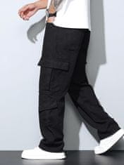 Nikcorp Muške baggy cargo traperice traperice Y2K streetwear wide leg višedžepni džepovi denim skater, crne XS