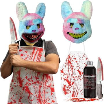 Nikcorp Halloween horror kostim set SeunKieer maska 22 x 33 cm umjetna krv na bazi ulja kuhinjski nož zavoji pregača tetovaže One Size