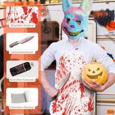 Nikcorp Halloween horror kostim set SeunKieer maska 22 x 33 cm umjetna krv na bazi ulja kuhinjski nož zavoji pregača tetovaže One Size