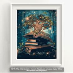 Nikcorp DIY set slikanja po brojevima Bougimal Magic Tree, platno rolano 40 x 50 cm bez okvira, mješavina pamuk i lan, 3 profesionalna kista najlonska vlakna, drveni držači, ekološke akrilne boje visoka