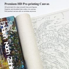 Nikcorp DIY set slikanja po brojevima Bougimal Magic Tree, platno rolano 40 x 50 cm bez okvira, mješavina pamuk i lan, 3 profesionalna kista najlonska vlakna, drveni držači, ekološke akrilne boje visoka