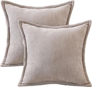 Nikcorp Navlake za ukrasne jastuke set 2 kom poliester 100% faux fur bež, 45 x 45 cm, skriveni patentni zatvarač za kauč, fotelju i krevet