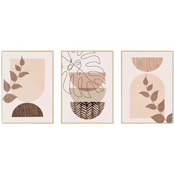 Nikcorp Set od 3 apstraktne slike Boho MKHFUW Botanical Leaf, bez okvira, tisk high definition na netkano platno 60x90 cm, vodootporne, za dnevni boravak spavaću sobu ured, boje listova