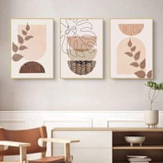 Nikcorp Set od 3 apstraktne slike Boho MKHFUW Botanical Leaf, bez okvira, tisk high definition na netkano platno 60x90 cm, vodootporne, za dnevni boravak spavaću sobu ured, boje listova