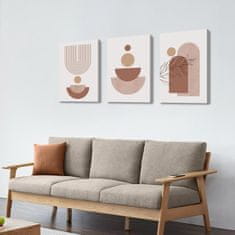 Nikcorp Boho triptih HALFLEMART apstraktne geometrijske slike na platnu 3 kom 50x70 cm ukupno 150x70 cm bež smeđe HD za dnevni boravak spavaću sobu ured kuhinja hotel
