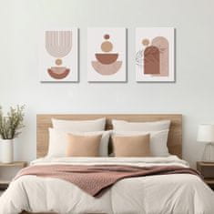 Nikcorp Boho triptih HALFLEMART apstraktne geometrijske slike na platnu 3 kom 50x70 cm ukupno 150x70 cm bež smeđe HD za dnevni boravak spavaću sobu ured kuhinja hotel