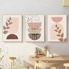 Nikcorp Set od 3 apstraktne slike Boho MKHFUW Botanical Leaf, bez okvira, tisk high definition na netkano platno 60x90 cm, vodootporne, za dnevni boravak spavaću sobu ured, boje listova
