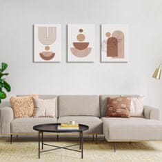 Nikcorp Boho triptih HALFLEMART apstraktne geometrijske slike na platnu 3 kom 50x70 cm ukupno 150x70 cm bež smeđe HD za dnevni boravak spavaću sobu ured kuhinja hotel