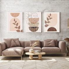 Nikcorp Set od 3 apstraktne slike Boho MKHFUW Botanical Leaf, bez okvira, tisk high definition na netkano platno 60x90 cm, vodootporne, za dnevni boravak spavaću sobu ured, boje listova