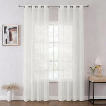 Nikcorp Voil zavjese bijele prozirne s ukrasnim prstenčićima 140x215 cm set 2 kom, poliester, vješanje na prstenčiće 4 cm, za dnevni boravak i spavaću sobu