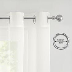 Nikcorp Voil zavjese bijele prozirne s ukrasnim prstenčićima 140x215 cm set 2 kom, poliester, vješanje na prstenčiće 4 cm, za dnevni boravak i spavaću sobu