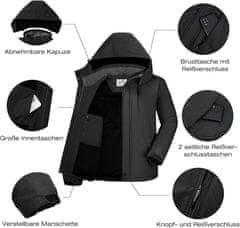 Nikcorp Muška zimska skijaška jakna crna S vodootporna otporna na vjetar toplinski obložena mekani polar odvojiva kapuljača 4 džepa trekking snowboarding svakodnevna uporaba