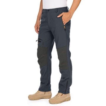 Nikcorp Muške zimske trekking hlače s termo podstavom vjetrootporne vodootporne prozračne softshell sive 29, 94% najlon 6% elastan