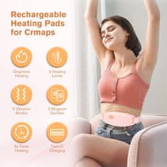 Nikcorp Grijaći masažni električni pojas za menstrualne bolove bez kabela PI s dalekim infracrvenim zračenjem vibracija 5 razina 45-65°C 7 modova baterija 2000 mAh opseg 132 cm