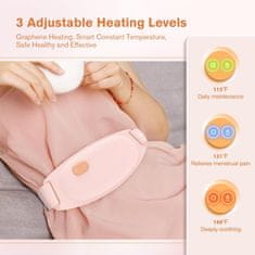Nikcorp Grijaći masažni električni pojas za menstrualne bolove bez kabela PI s dalekim infracrvenim zračenjem vibracija 5 razina 45-65°C 7 modova baterija 2000 mAh opseg 132 cm