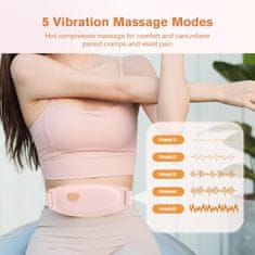 Nikcorp Grijaći masažni električni pojas za menstrualne bolove bez kabela PI s dalekim infracrvenim zračenjem vibracija 5 razina 45-65°C 7 modova baterija 2000 mAh opseg 132 cm