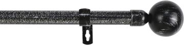 Nikcorp Teleskopska metalna šipka za zavjese bez kuglica set, raspon 120-210 cm, kovano željezo 16-19 mm, crna, za lagane i srednje teške zavjese, vijci i tiple u kompletu