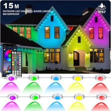 Nikcorp Vanjsko LED RGB osvjetljenje 15 m Lotus Lantern pametna rasvjeta IP67 aplikacija, sinkronizacija sa zvukom, dvostrana samoljepljiva traka i vijčani nosači