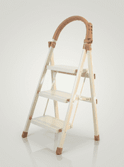 Nikcorp 3-stupanjske sklopive ljestve za kućnu upotrebu Bež ugljični čelik s ručkom za alat 150 kg, 3 kom široki protuklizni stupnjevi, dim 102 x 44,5 x 59 cm (sklopljene 102 x 44,5 x 5 cm), 3,6 kg