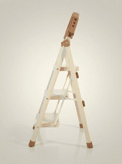 Nikcorp 3-stupanjske sklopive ljestve za kućnu upotrebu Bež ugljični čelik s ručkom za alat 150 kg, 3 kom široki protuklizni stupnjevi, dim 102 x 44,5 x 59 cm (sklopljene 102 x 44,5 x 5 cm), 3,6 kg