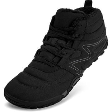 Nikcorp Muške planinarske barefoot čizme Mabove, vodootporne, zimske, crne 40 EU, sintetička podstava, protuklizni gumeni potplat, ojačana zaštita prstiju, vezice, zero drop 1 cm