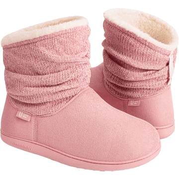 Nikcorp Ženske kućne čizme papuče od šanil pletenine podstavljene krznom Memory Foam umetkom, pastelno ružičaste 38-39 EU, visoke do gležnja, protuklizni gumeni potplat