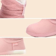 Nikcorp Ženske kućne čizme papuče od šanil pletenine podstavljene krznom Memory Foam umetkom, pastelno ružičaste 38-39 EU, visoke do gležnja, protuklizni gumeni potplat