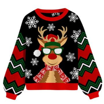 Nikcorp Ženski božićni džemper pleteni dizajn jelen i pahuljice, Crvena L, dvoslojna topla tkanina, okrugli Crew Neck, dugi rukavi, ojačani šavovi, za obiteljska okupljanja i poslovne događaje