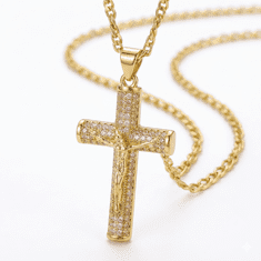VIVVA® Vjerska ogrlica s križem, zlatni premaz, otporna na tamnjenje, elegantan duhovni nakit za svaki dan | SALVATORA
