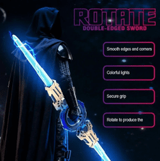 JOJOY® 360° rotirajući LED svjetlosni mač, USB-C punjenje, šareni svjetlosni efekti, ergonomska drška za cosplay | SPINSWORD