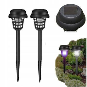 2x solarna vrtna lampa 2 u 1 vanjska 2 načina rada LED + insekticid