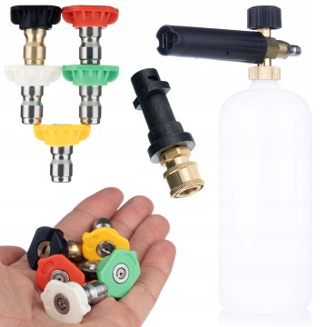 Rosfix Komplet za pranje Kärcher K2-K7 | Bayonet adapter 1/4" + 5 mlaznica 0°/15°/25°/40°/SOAP i pjenovica 1L s lansicom | 200 BAR