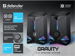 Defender GRAVITY (65048), 2.0, 6W RGB zvučnici za računalo za igranje