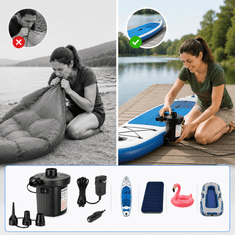 HOME & MARKER® Električna zračna pumpa za napuhavanje madraca i bazena, 12V auto adapter | ELECTRICPUMP