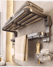 HOME & MARKER® Sklopiva zidna polica za kupaonicu, montaža bez bušenja, velika nosivost, štedi prostor kada nije u upotrebi | FOLDLUX
