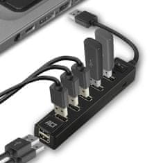 ACT AC6215 USB Hub 7 portova s prekidačem za uključivanje/isključivanje, USB A 2.0, 0,65 m, crni