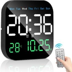 VYZIO® Digitalni stolni i zidni sat s daljinskim upravljačem, prikaz vremena, datuma i temperature, podesiva svjetlina | DIGITIME