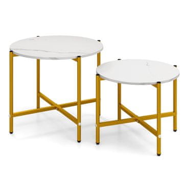 Northix Okrugli set stolića za kavu 2u1 65x65 cm metalni okvir bijeli