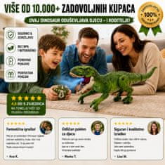 JOJOY® Daljinski upravljani dinosaur s efektom dima, zvukom i LED svjetlima, punjiva RC igračka | DINORAPTOR