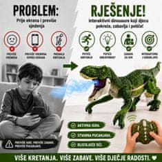 JOJOY® Daljinski upravljani dinosaur s efektom dima, zvukom i LED svjetlima, punjiva RC igračka | DINORAPTOR