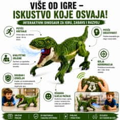 JOJOY® Daljinski upravljani dinosaur s efektom dima, zvukom i LED svjetlima, punjiva RC igračka | DINORAPTOR