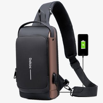 Dollcini Ženska torba preko prsa smeđa s USB priključkom