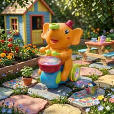 JOJOY® Glazbena LED igračka slonić s 3D svjetlima i zvukovima, interaktivna senzorna igra | TRUBALINKO Narančasta